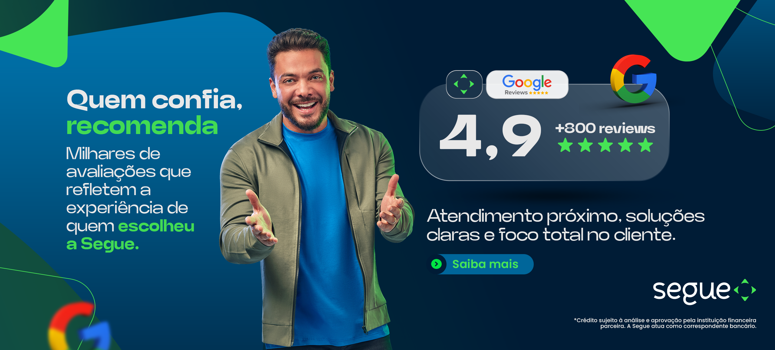 Quem confia, recomenda — 4,9 no Google Reviews